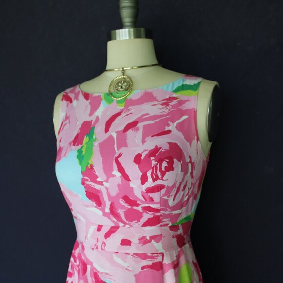 Lilly Pulitzer Collins Dress Hotty Pink First Impression rose shift silk vintage - Picture 4 of 10
